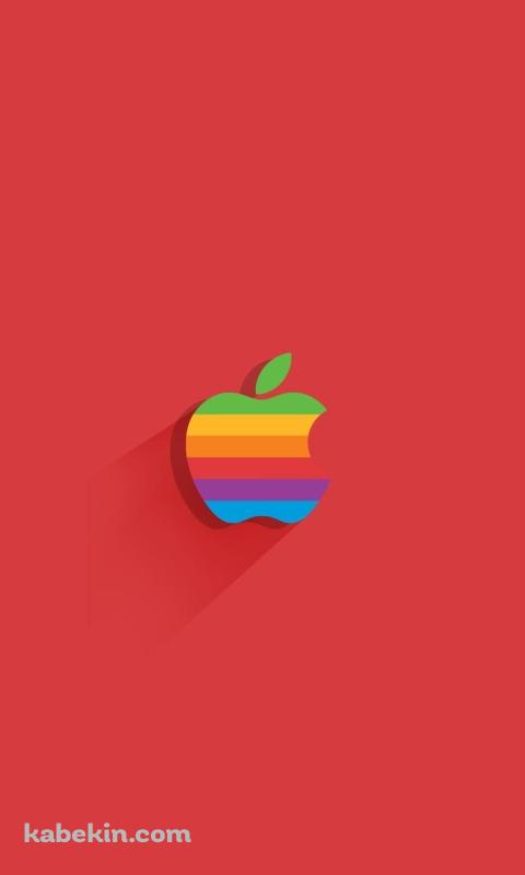 レインボー アップルのロゴ フラットデザインのAndroidの壁紙(480px x 800px) スマホ用
