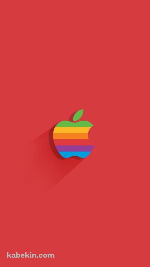 レインボー アップルのロゴ フラットデザインのAndroidの壁紙(480px x 854px) スマホ用