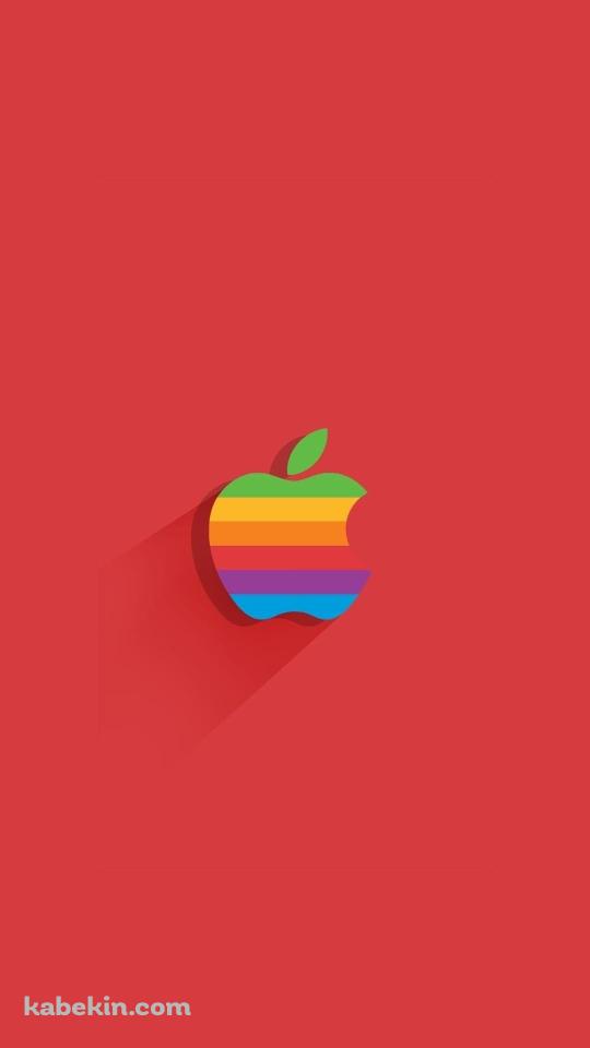 レインボー アップルのロゴ フラットデザインのAndroidの壁紙(540px x 960px) スマホ用
