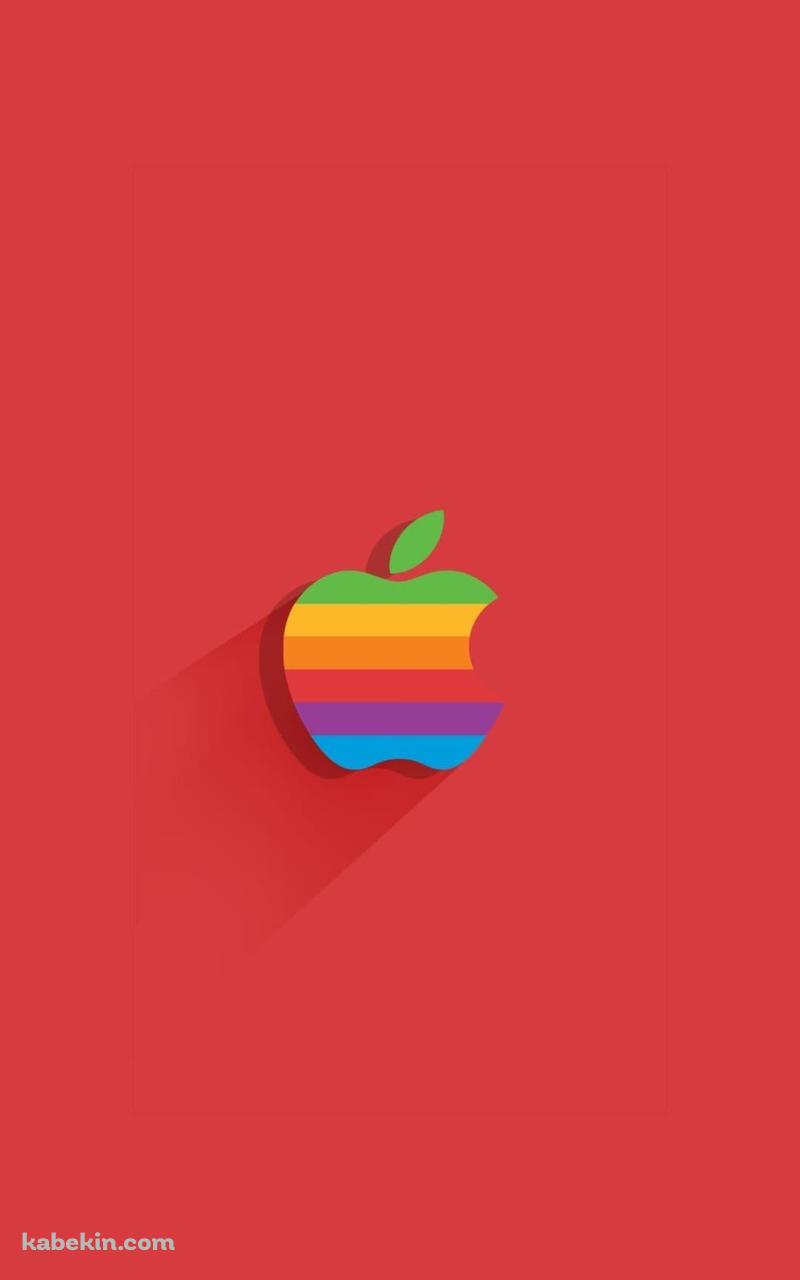 レインボー アップルのロゴ フラットデザインのAndroidの壁紙(800px x 1280px) スマホ用