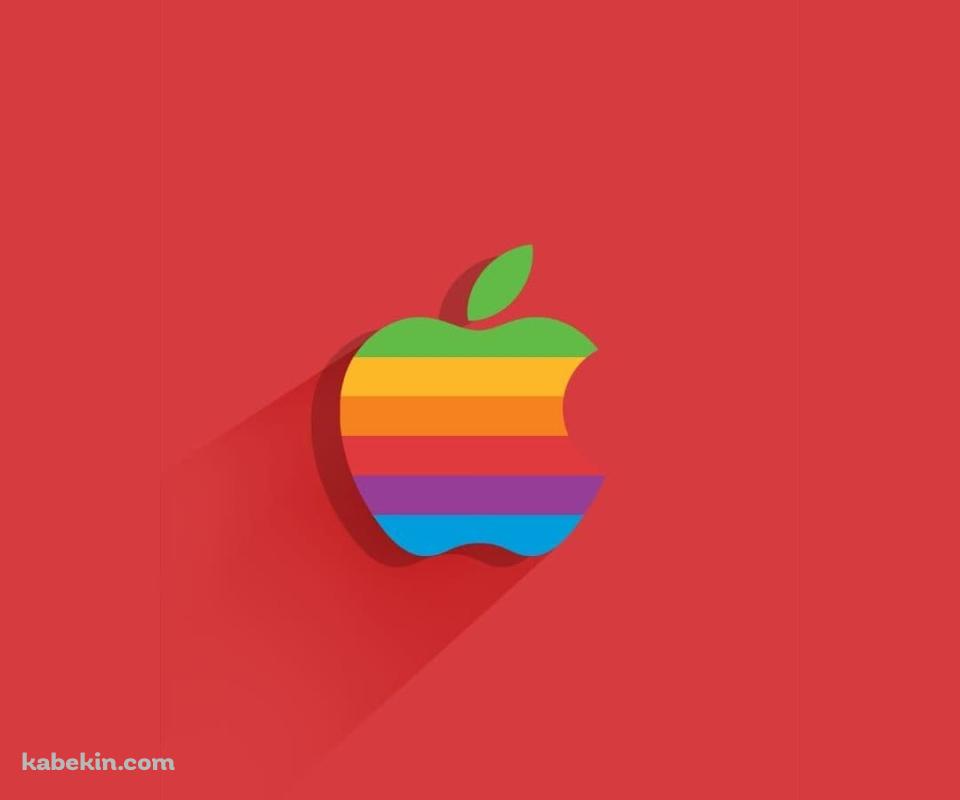 レインボー アップルのロゴ フラットデザインのAndroidの壁紙(960px x 800px) スマホ用