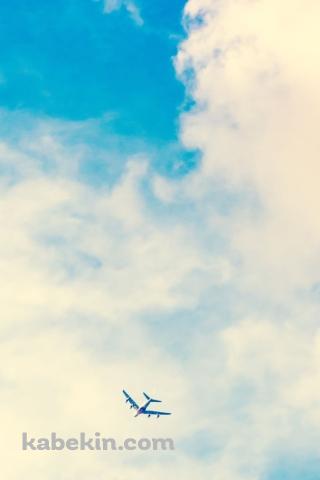 綺麗な夏空と飛行機のAndroidの壁紙(320px x 480px) スマホ用
