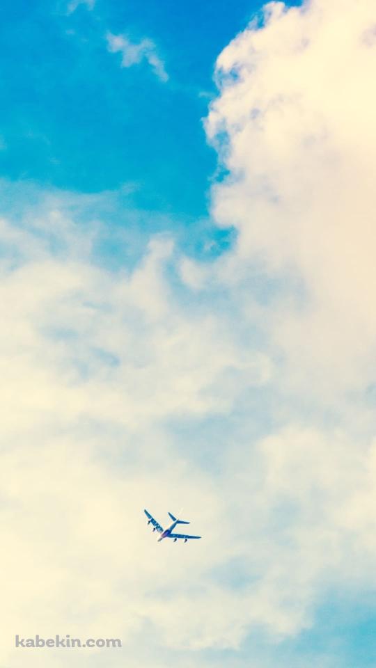 綺麗な夏空と飛行機のAndroidの壁紙(540px x 960px) スマホ用