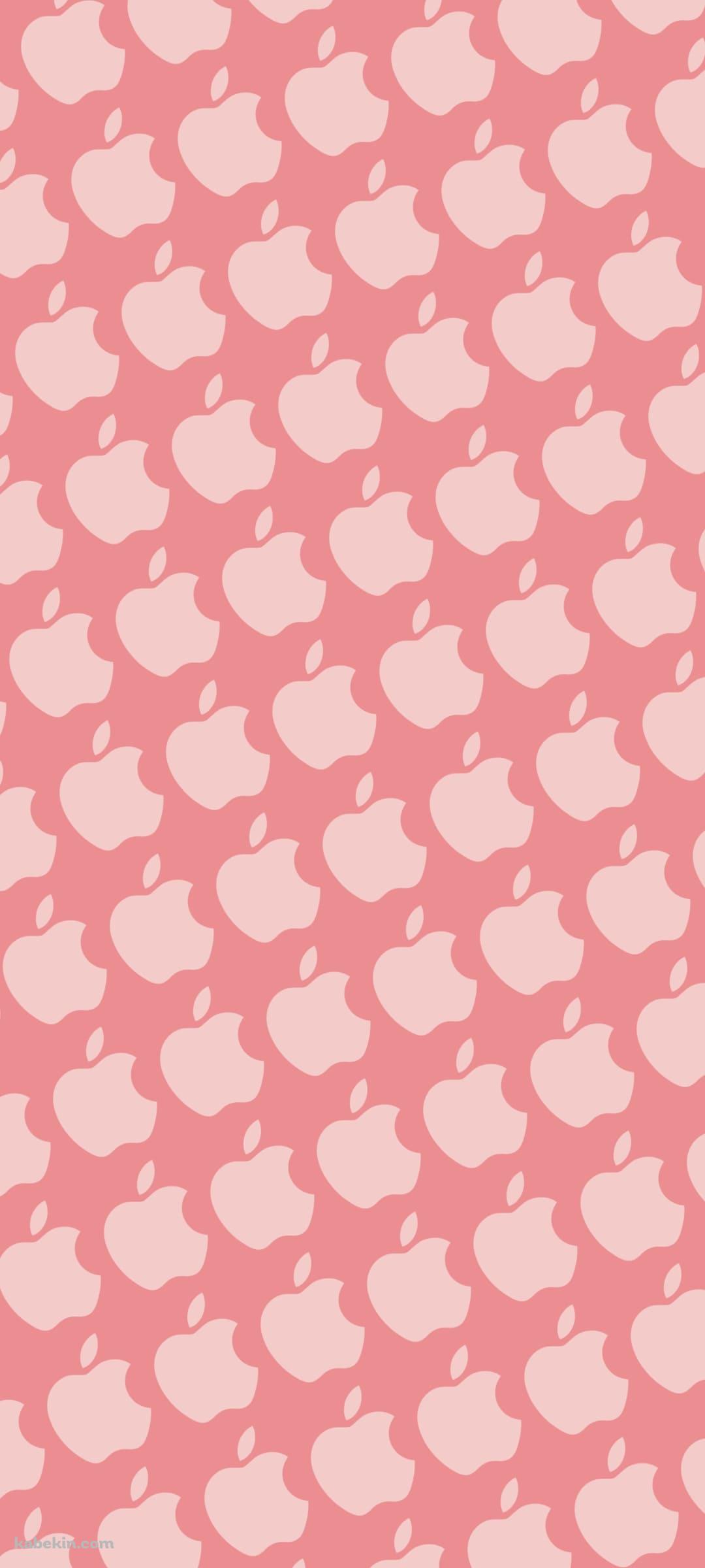 パッションピンクのアップルのロゴ パターンのAndroidの壁紙(1080px x 2400px) スマホ用