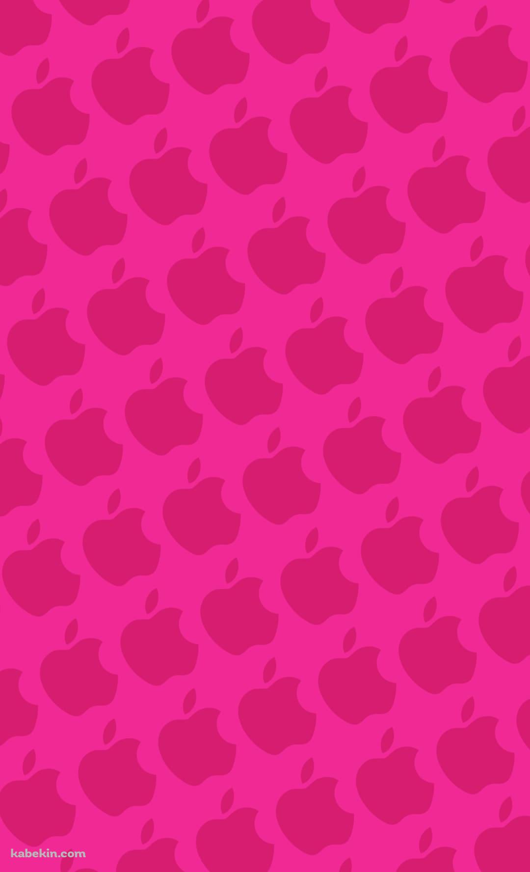 派手なピンク アップルのロゴ パターンのAndroidの壁紙(1080px x 1776px) スマホ用