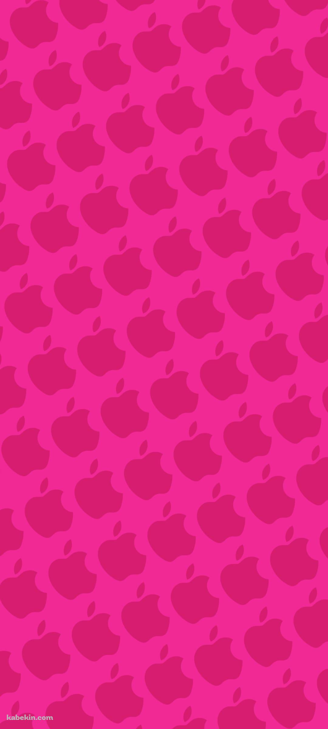 派手なピンク アップルのロゴ パターンのAndroidの壁紙(1080px x 2400px) スマホ用