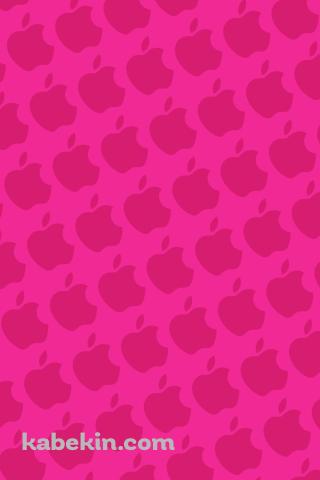 派手なピンク アップルのロゴ パターンのAndroidの壁紙(320px x 480px) スマホ用