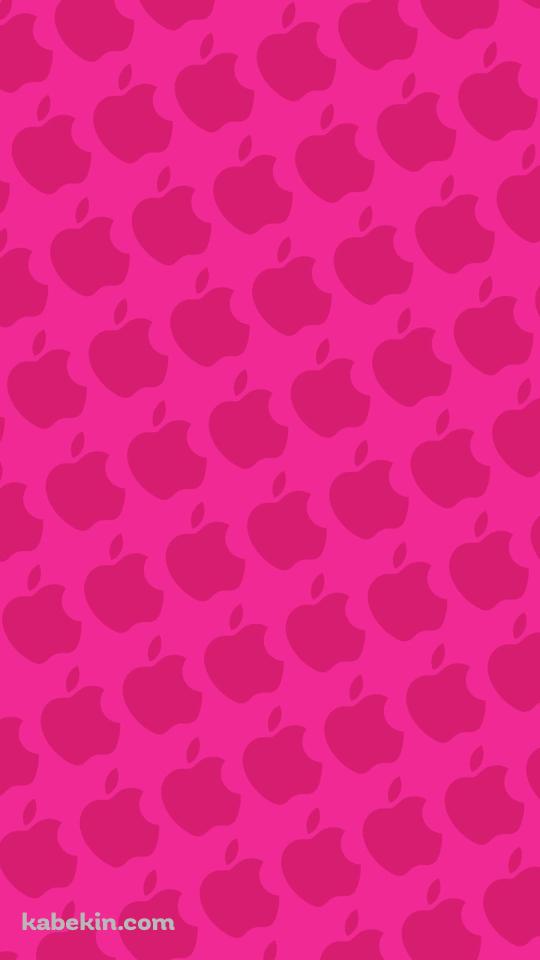 派手なピンク アップルのロゴ パターンのAndroidの壁紙(540px x 960px) スマホ用