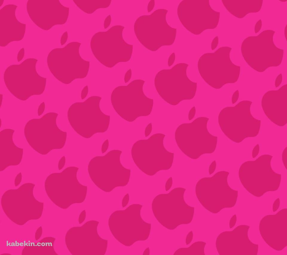 派手なピンク アップルのロゴ パターンのAndroidの壁紙(960px x 854px) スマホ用