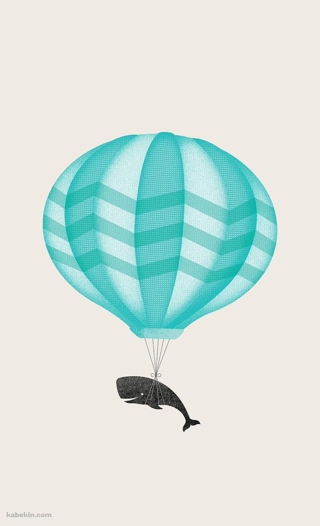 鯨と気球のイラストのAndroidの壁紙(1080px x 1776px) スマホ用