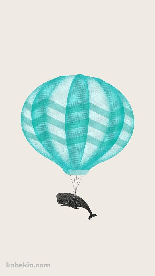 鯨と気球のイラストのAndroidの壁紙(540px x 960px) スマホ用