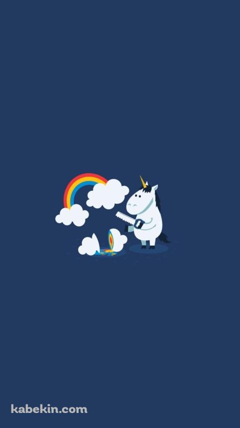 雲を切るユニコーン 虹 イラストのAndroidの壁紙(480px x 854px) スマホ用
