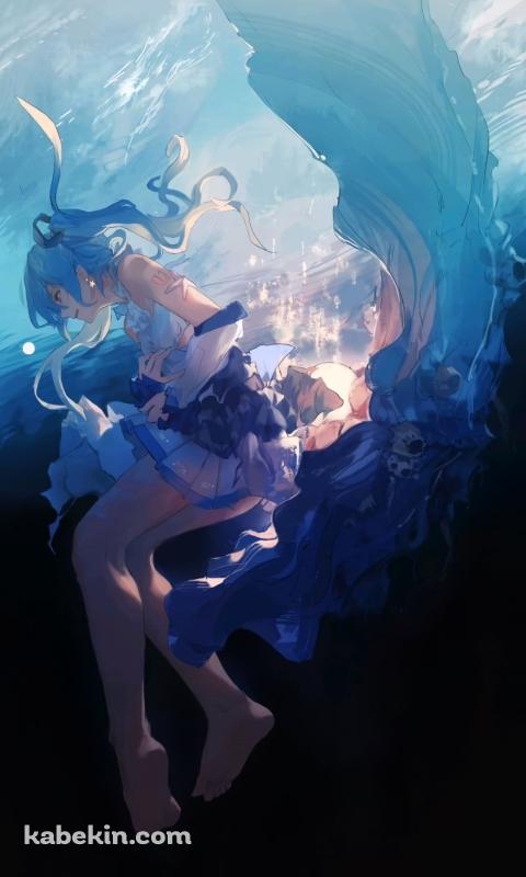 海中の初音ミクのAndroidの壁紙(480px x 800px) スマホ用