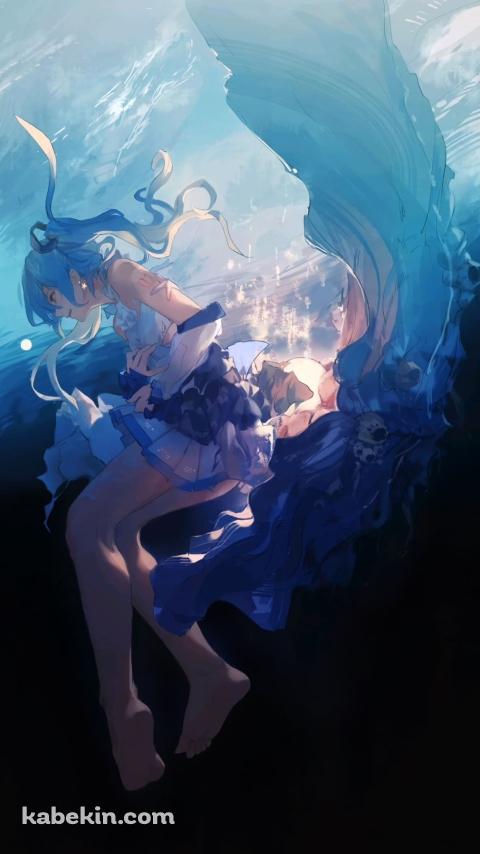 海中の初音ミクのAndroidの壁紙(480px x 854px) スマホ用