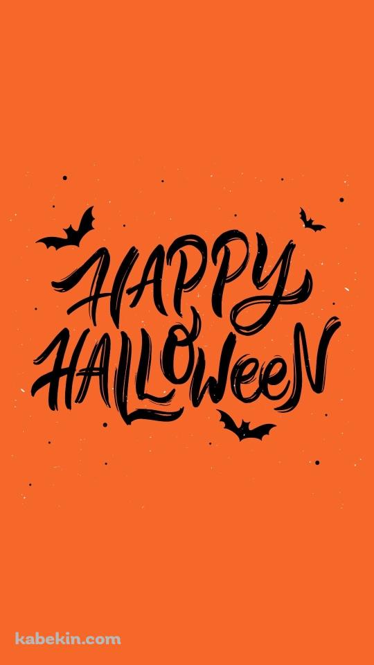 HAPPY HALLOWEEN オレンジ コウモリのAndroidの壁紙(540px x 960px) スマホ用