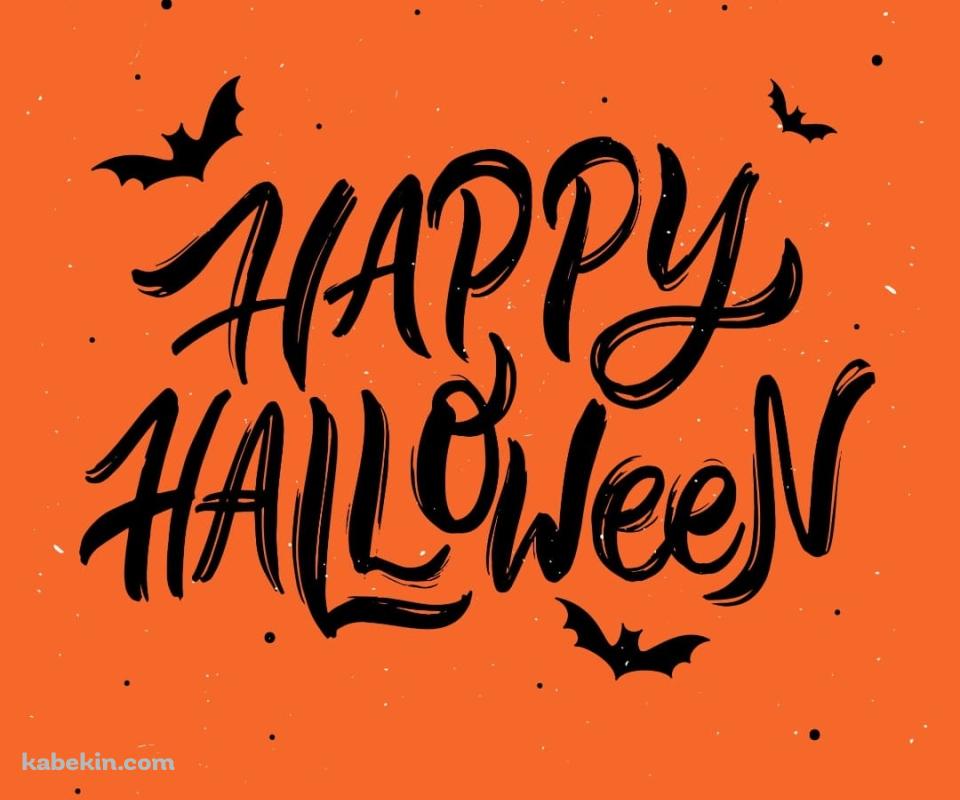 HAPPY HALLOWEEN オレンジ コウモリのAndroidの壁紙(960px x 800px) スマホ用