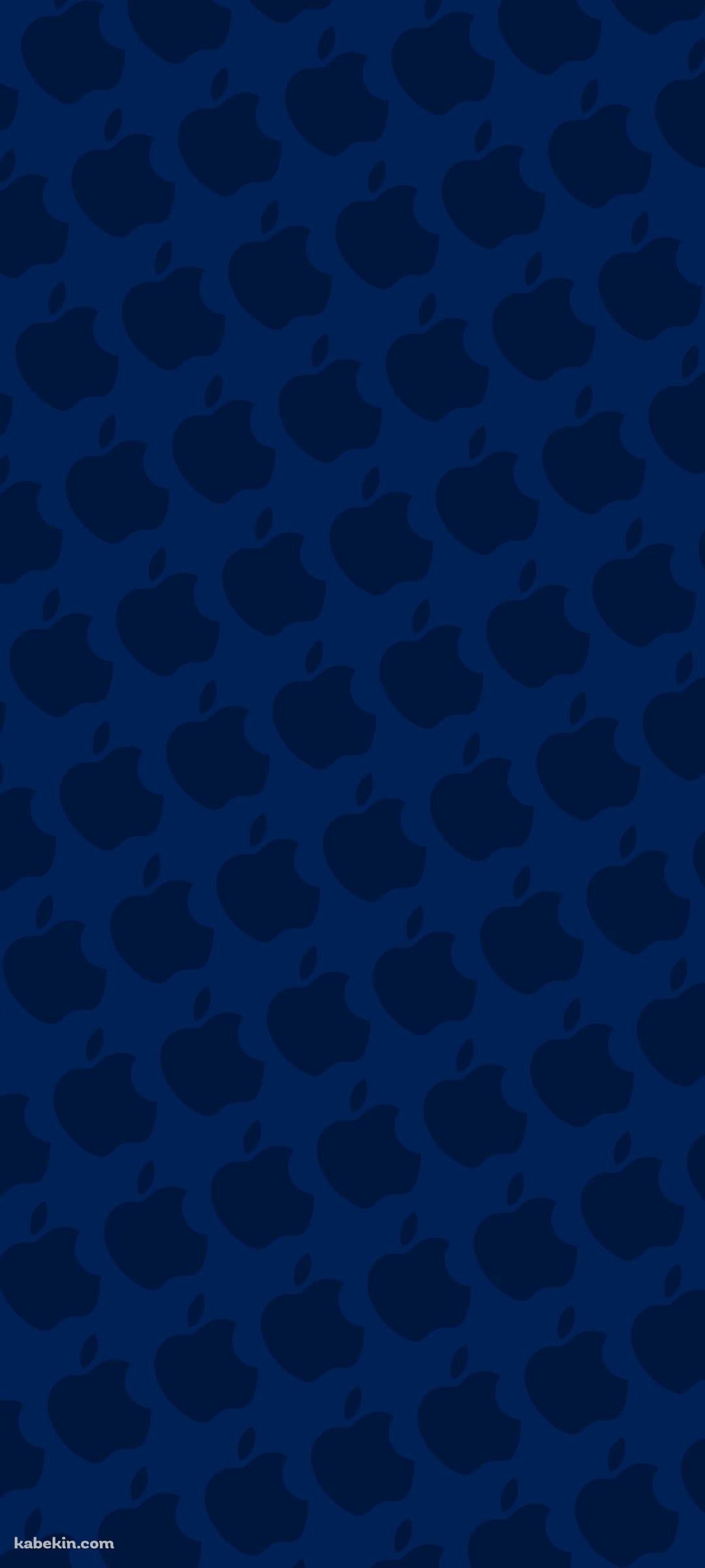 ピュア・ブルー アップルのロゴ パターンのAndroidの壁紙(1080px x 2400px) スマホ用