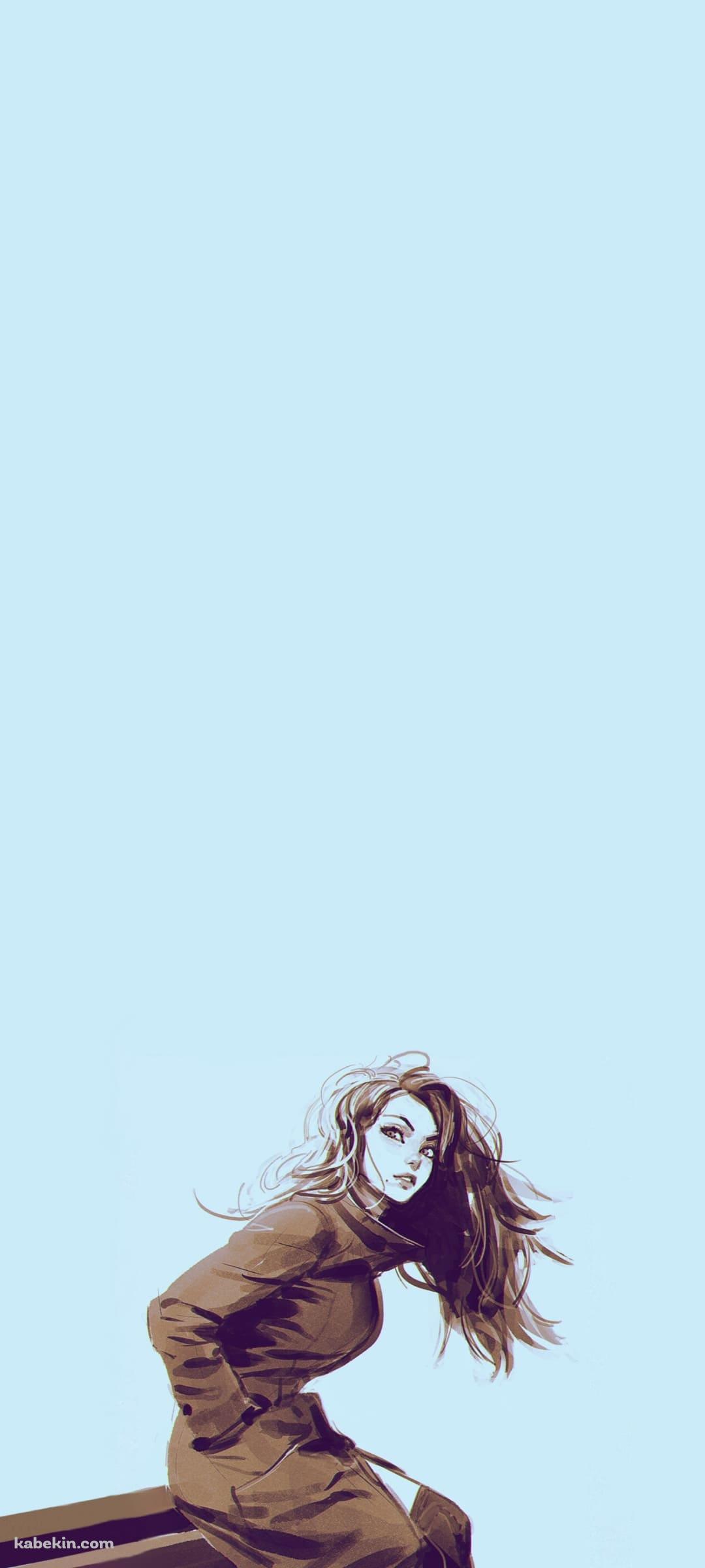 コートを着た髪の長い女性のAndroidの壁紙(1080px x 2400px) スマホ用