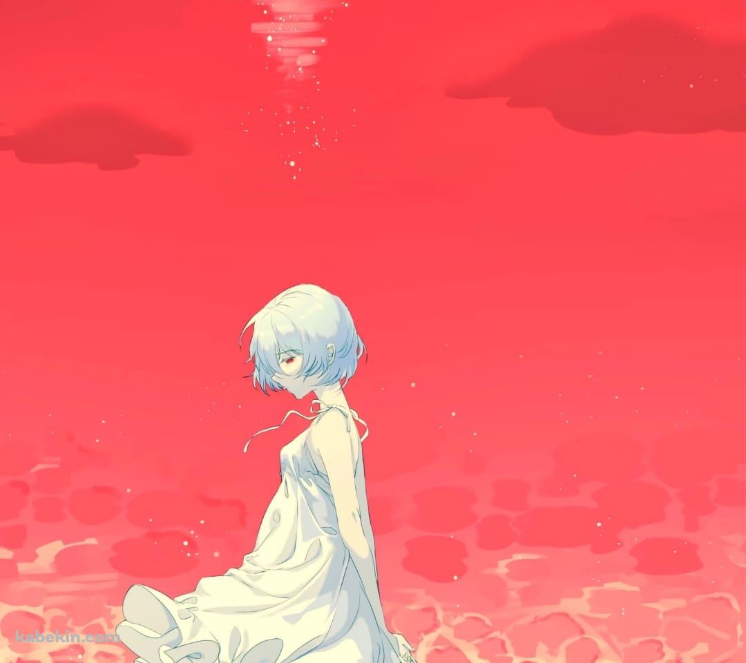 綾波レイと赤い海のAndroidの壁紙(1080px x 960px) スマホ用