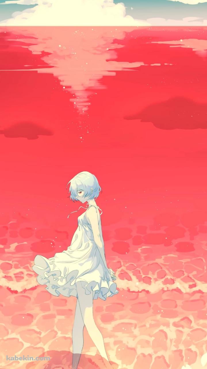 綾波レイと赤い海のAndroidの壁紙(720px x 1280px) スマホ用