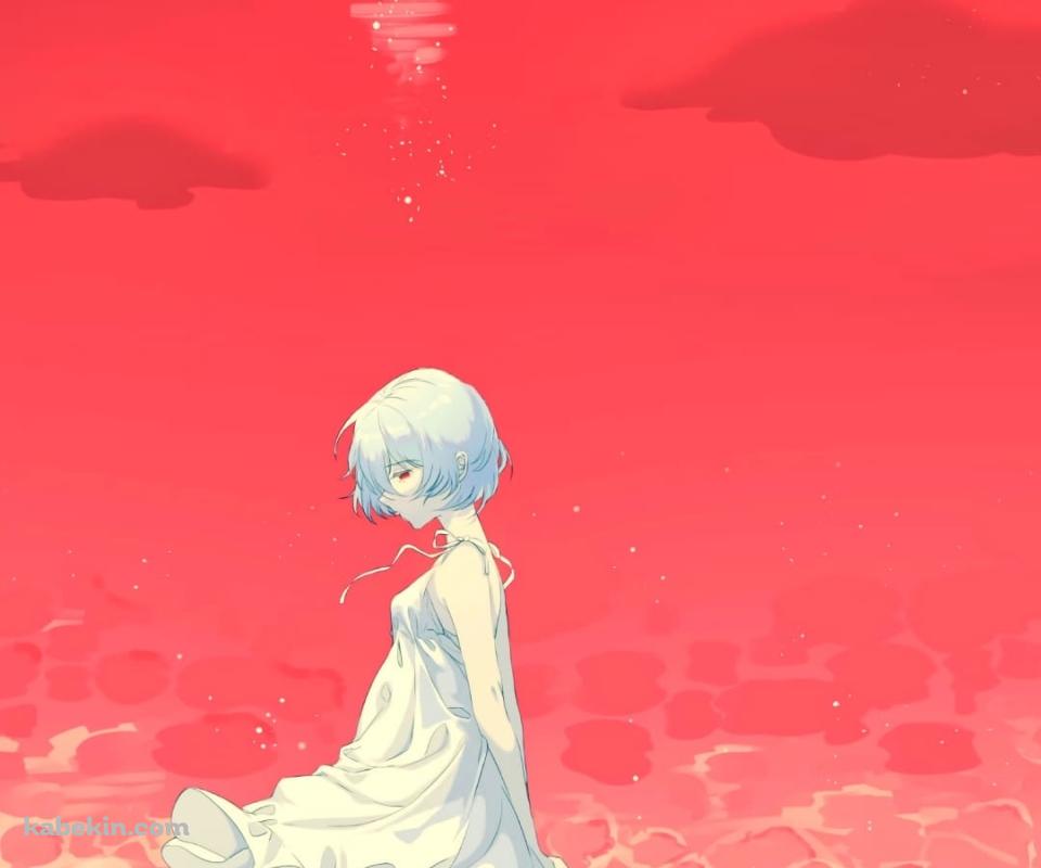 綾波レイと赤い海のAndroidの壁紙(960px x 800px) スマホ用