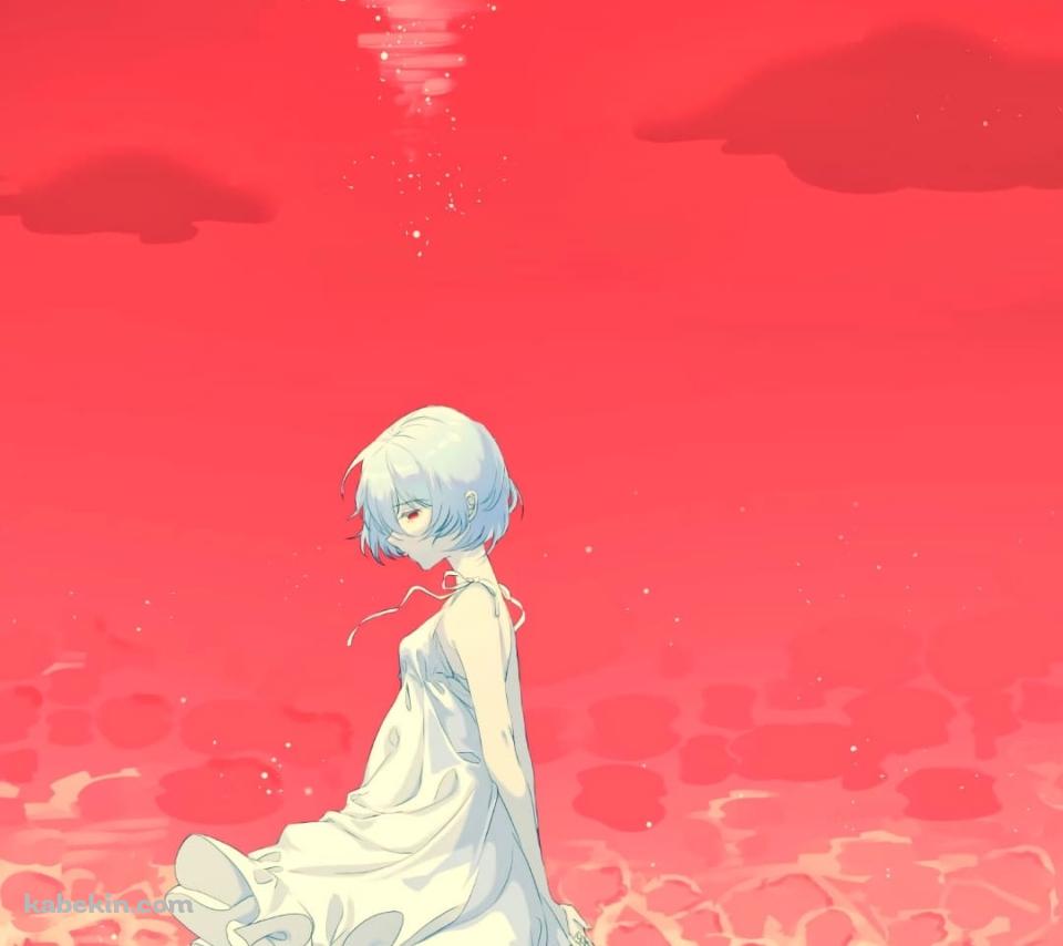 綾波レイと赤い海のAndroidの壁紙(960px x 854px) スマホ用