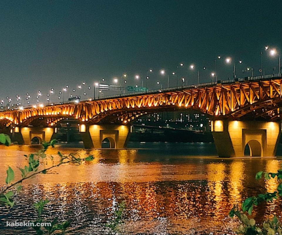 韓国 ソウルのライトアップされた橋 のAndroidの壁紙(960px x 800px) スマホ用