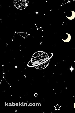 宇宙 月 イラストのAndroidの壁紙(320px x 480px) スマホ用