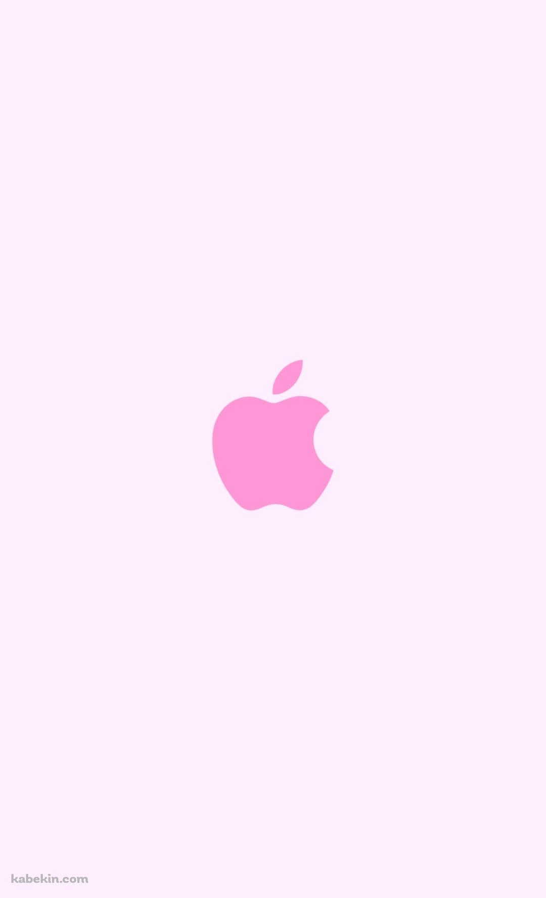 可愛い淡いピンク アップルのロゴのAndroidの壁紙(1080px x 1776px) スマホ用