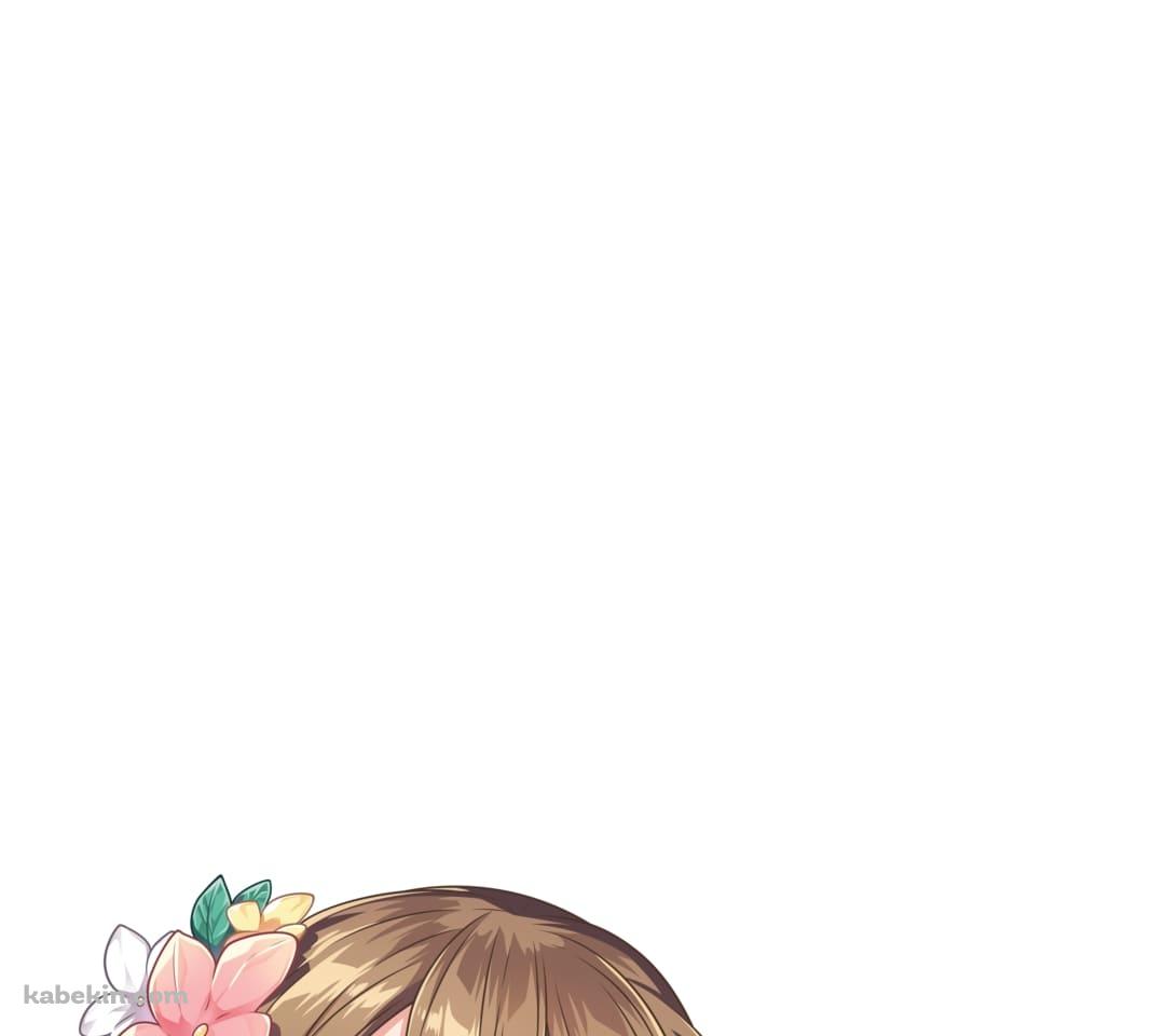 花飾りをつけた青い瞳の少女のAndroidの壁紙(1080px x 960px) スマホ用