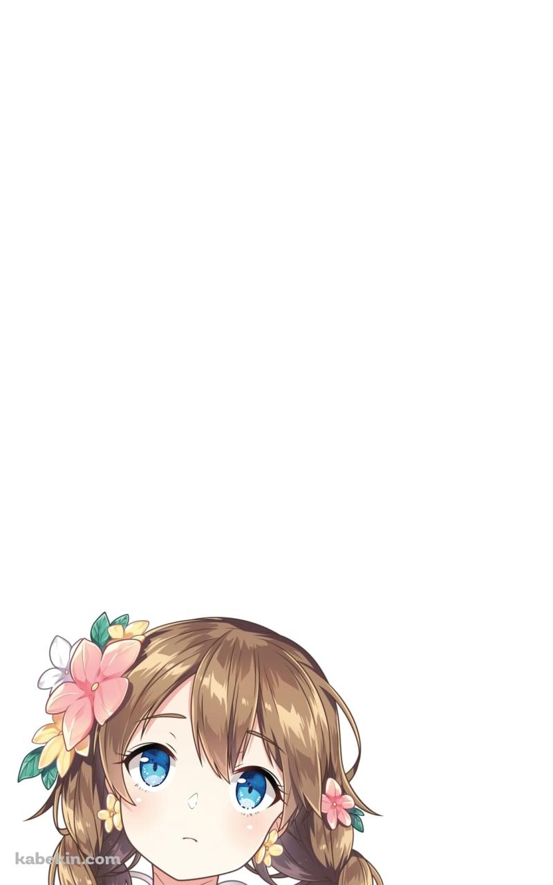花飾りをつけた青い瞳の少女のAndroidの壁紙(800px x 1280px) スマホ用