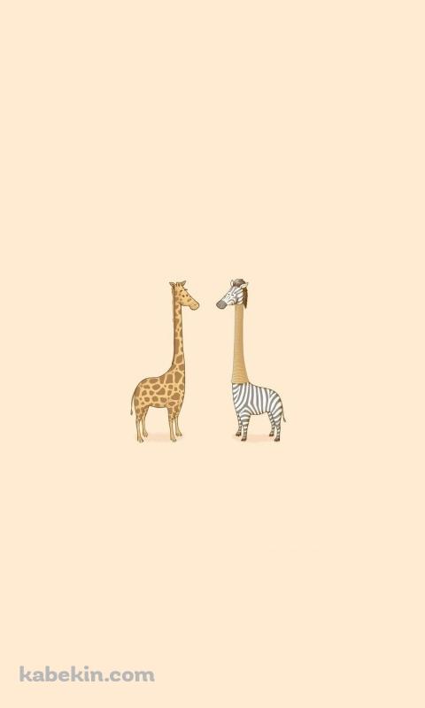コミカル キリンとシマウマのAndroidの壁紙(480px x 800px) スマホ用