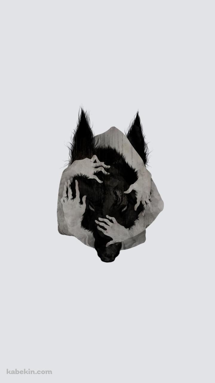 狼の頭を囲う人の手のAndroidの壁紙(720px x 1280px) スマホ用