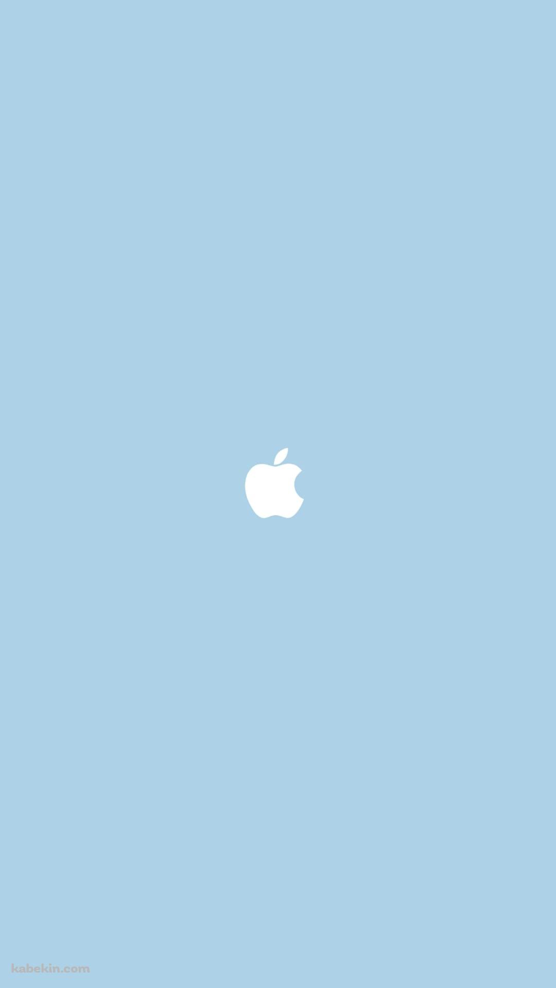 シンプル クリーンな水色のAppleのロゴのAndroidの壁紙(1080px x 1920px) スマホ用