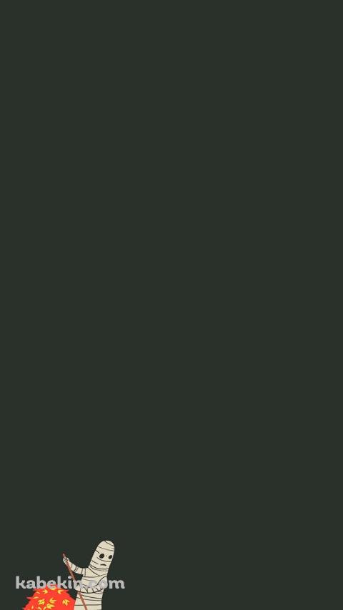 落ち葉を掃除するミイラ マミーのAndroidの壁紙(480px x 854px) スマホ用