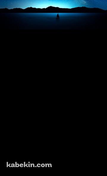 湖を進むヨットと銀河のAndroidの壁紙(360px x 592px) スマホ用