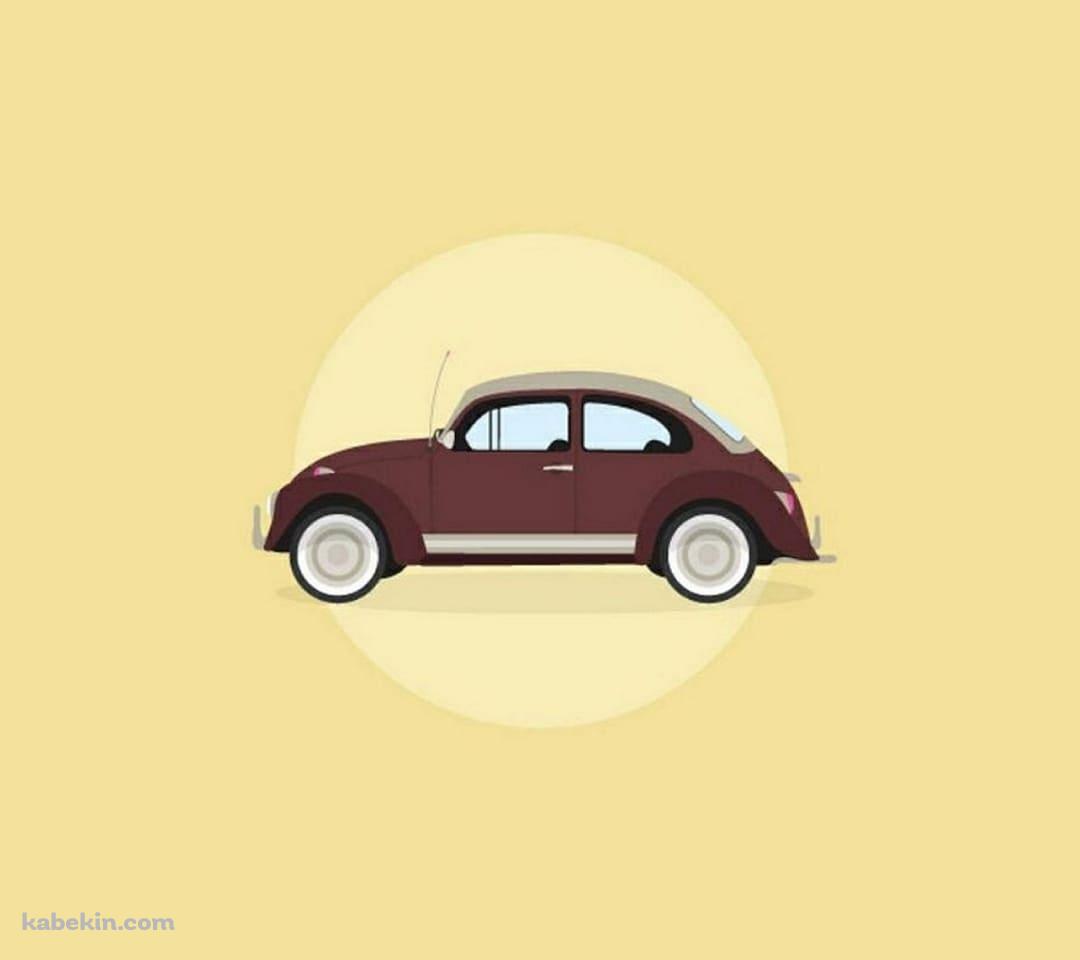 茶色いクラシックな車のイラストのAndroidの壁紙(1080px x 960px) スマホ用