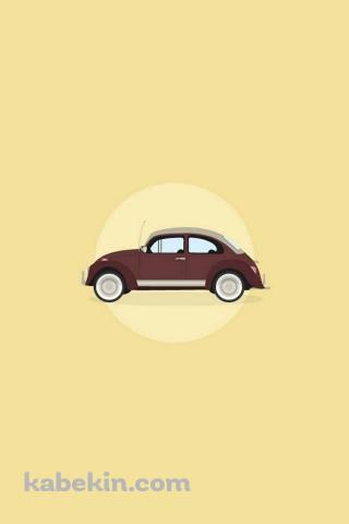 茶色いクラシックな車のイラストのAndroidの壁紙(320px x 480px) スマホ用