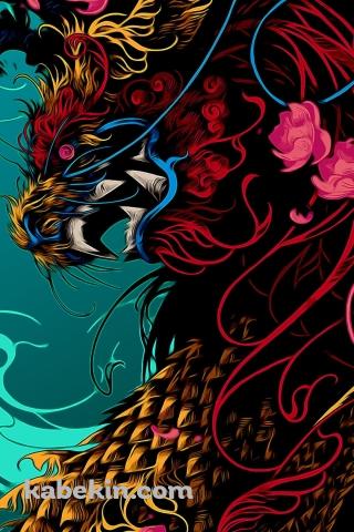 和風の龍のAndroidの壁紙(320px x 480px) スマホ用