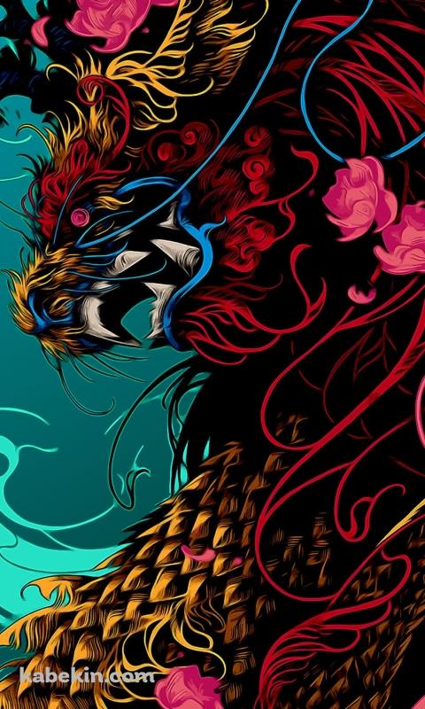 和風の龍のAndroidの壁紙(480px x 800px) スマホ用