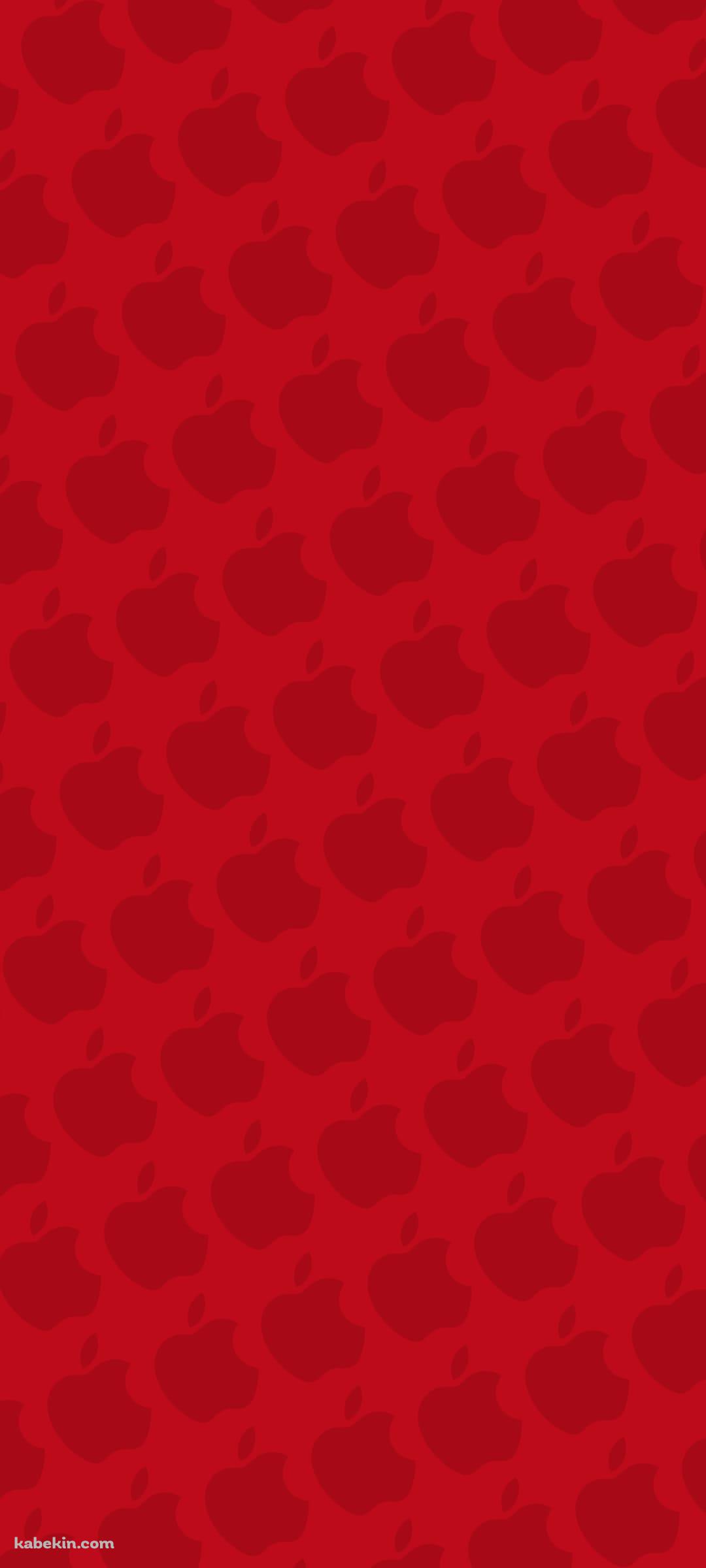 ビビッド・レッド アップルのロゴ パターンのAndroidの壁紙(1080px x 2400px) スマホ用