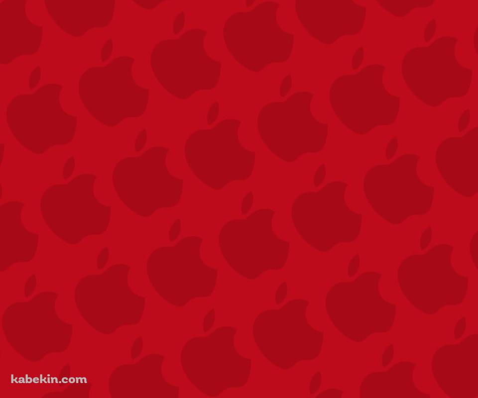 ビビッド・レッド アップルのロゴ パターンのAndroidの壁紙(960px x 800px) スマホ用