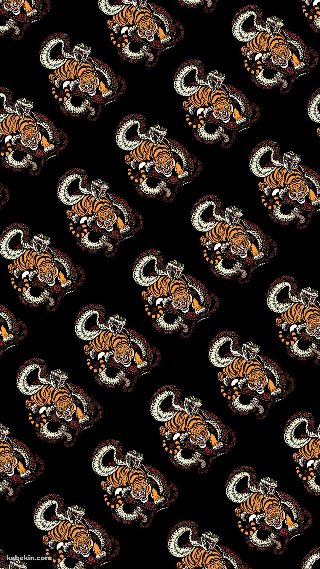 かっこいい虎と蛇のイラストのAndroidの壁紙(1080px x 1920px) スマホ用