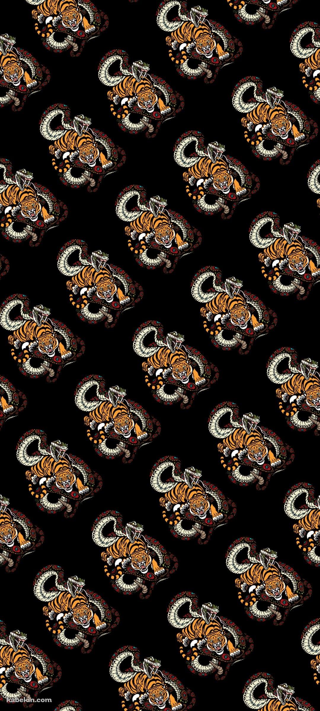 かっこいい虎と蛇のイラストのAndroidの壁紙(1080px x 2400px) スマホ用