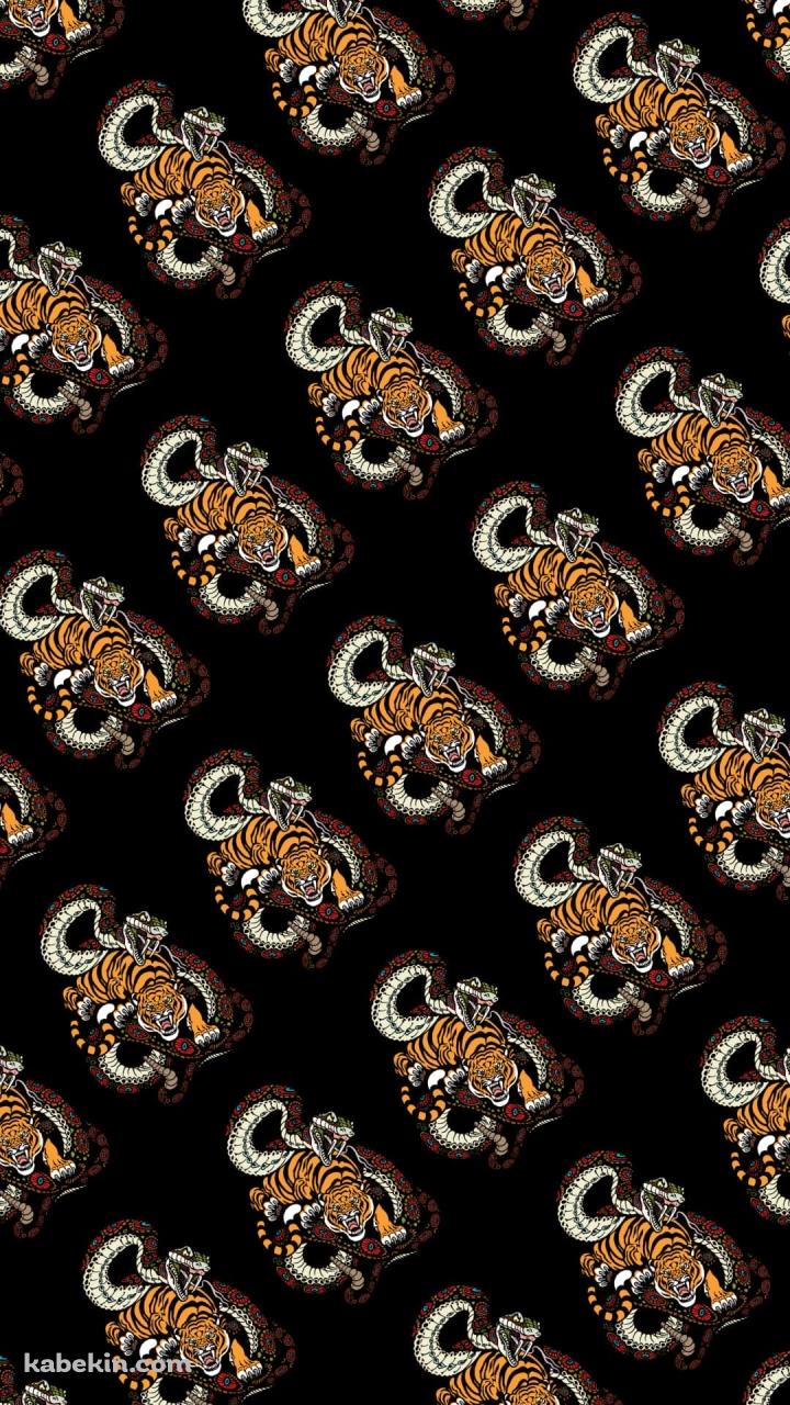 かっこいい虎と蛇のイラストのAndroidの壁紙(720px x 1280px) スマホ用