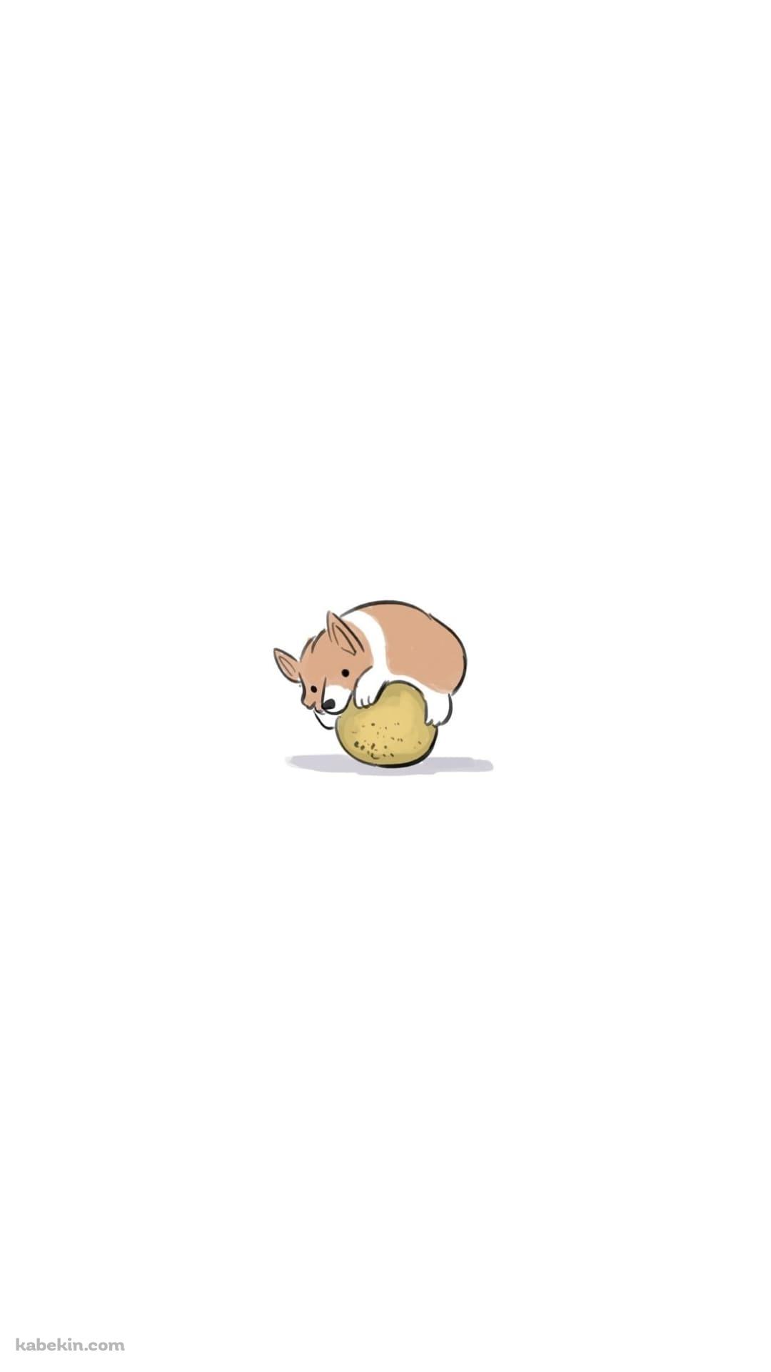 コーギーとボール イラストのAndroidの壁紙(1080px x 1920px) スマホ用