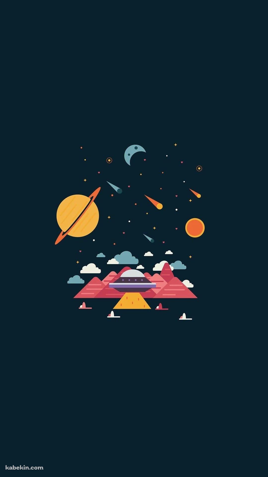 惑星 月 山 UFOのAndroidの壁紙(1080px x 1920px) スマホ用