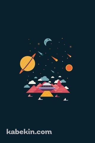惑星 月 山 UFOのAndroidの壁紙(320px x 480px) スマホ用