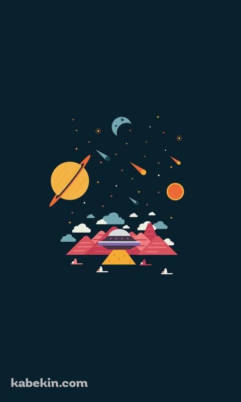 惑星 月 山 UFOのAndroidの壁紙(480px x 800px) スマホ用