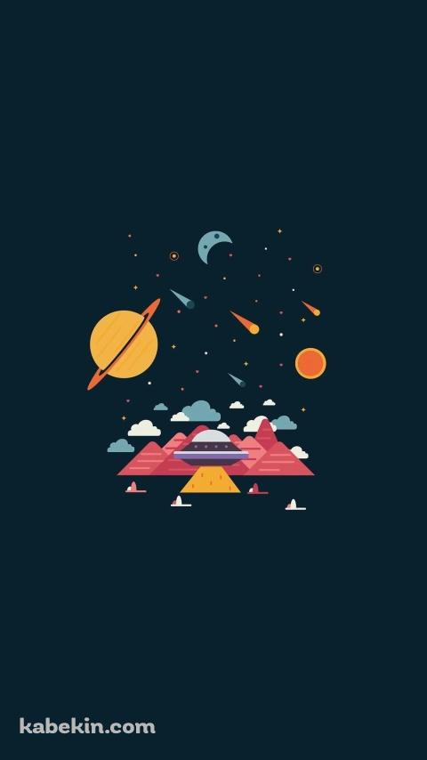 惑星 月 山 UFOのAndroidの壁紙(480px x 854px) スマホ用